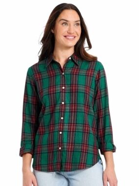 Universal Thread Green and Red Plaid Button-Down Shirt